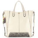 Paul's Boutique Stella Snake Trim Wing Tote Bag - Cream/Grey
