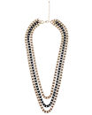 French Connection 3 Row Box Chain Necklace - Gold -Blk