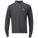 Money Men's Metal Badge Long Sleeve Polo Shirt - Dark Grey