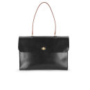 Mimi Minerva Large Top Handle Leather Bag - Black