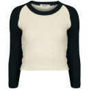 Moku Women's Raglan Sleeve Colour Block Knit Jumper - Black/White 