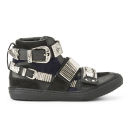 Toga Pulla Women's Buckle Suede Hi-Top Trainers - Black