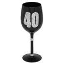 Black Diamante Wine Glass - 40th Birthday