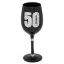 Black Diamante Wine Glass - 50th Birthday