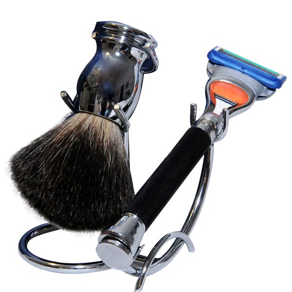 Razor MD iGRIP Black Shave Set (5 Blade Razor, Badger Shaving Brush and ...
