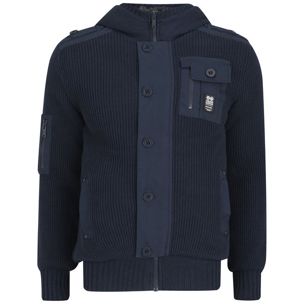 Crosshatch Men's Darksons Fur Lined Chunky Knit Cardigan - French Navy ...