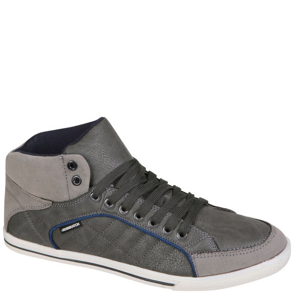 Crosshatch Men's Spindle Quilted Mid Cut Trainer - Light Grey/Mid Grey ...