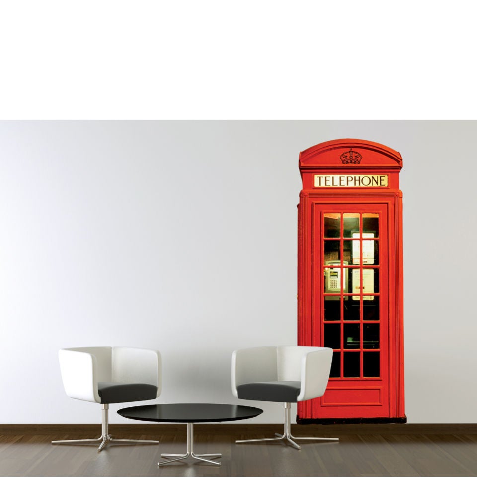London Red Telephone Box Giant Wall Sticker - IWOOT UK