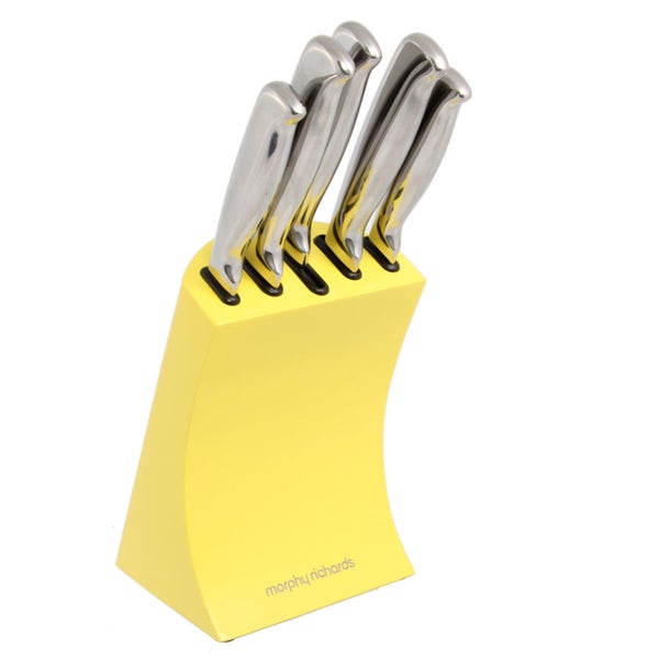 Morphy Richards Accents 5 Piece Knife Block Set Yellow Homeware Zavvi UK