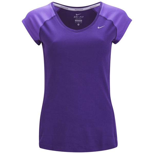 Nike Women's Miler Short Sleeve V-Neck Running T-Shirt - Court Purple ...