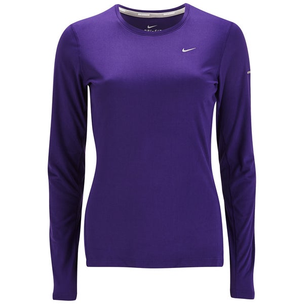Nike Women's Miler Long Sleeve Running Top - Court Purple Sports & Leisure - Zavvi UK