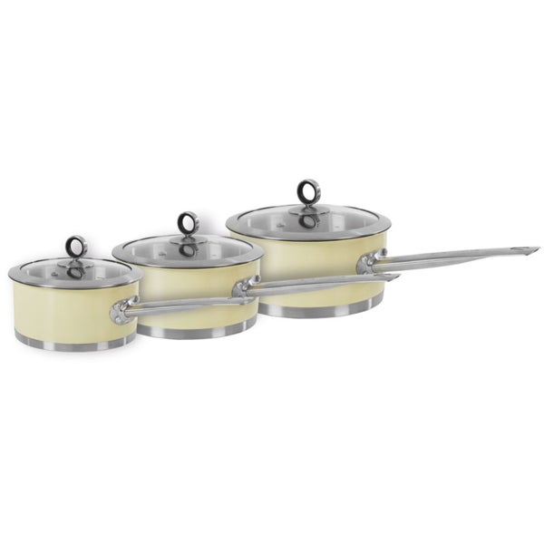 Morphy Richards 46392 3 Piece Saucepan Set Cream 16/18/20cm