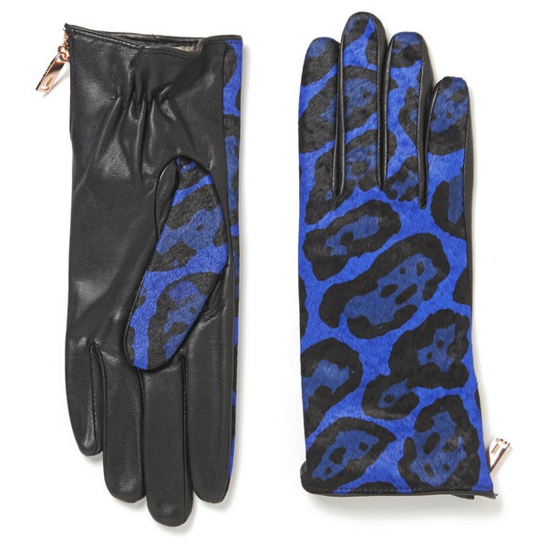 Ted Baker Exotic Pony Zip Detail Gloves - Bright Blue