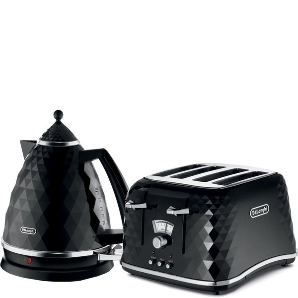 De'Longhi Brillante 4 Slice Toaster and Kettle Bundle Black IWOOT UK