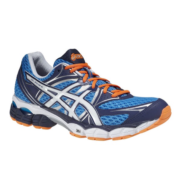 Asics Men s Gel Pulse 6 Trainers Blue White Flash Orange Sports