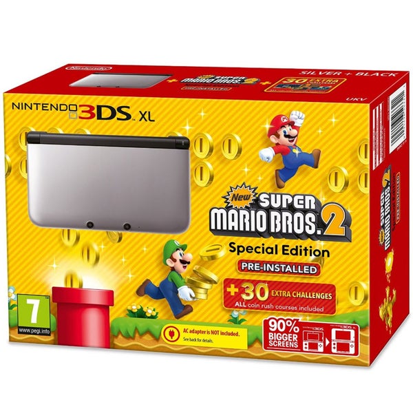Nintendo 3DS XL Silver and Black Console - Includes New Super Mario Bros 2 Games Consoles - (日本)