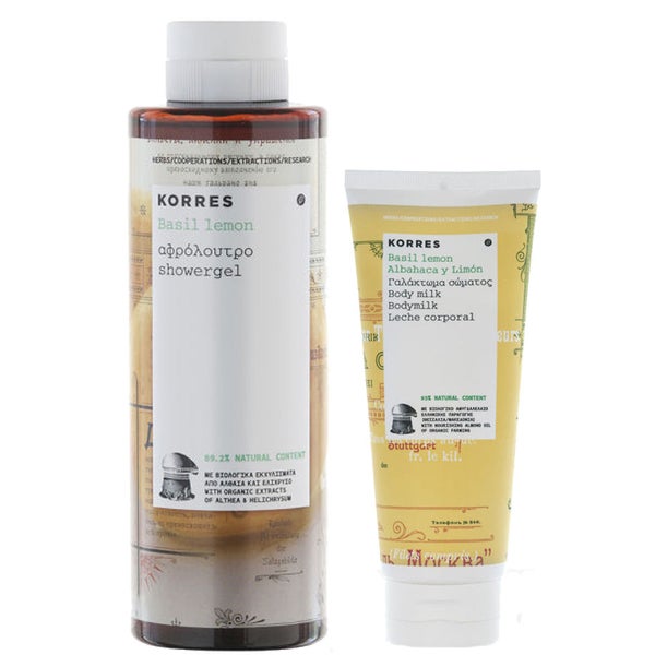 KORRES Basil Lemon Body Milk Shower Gel Duo LOOKFANTASTIC