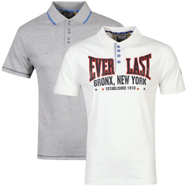 Everlast Men's 2-Pack Polo Shirts White Grey Marl Clothing