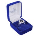 Silver Plated Ring with Blue Sapphire Stone Effect Centre  - in the style of Kate Middleton