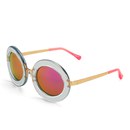 Markus Lupfer Women's Glitter Neon Pink Round Sunglasses - Blue
