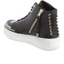 McQ Alexander McQueen Women's Netil Laced Eyelets Leather Hi-Top Trainers - Black