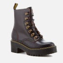 Dr. Martens Women's Leona Leather Lace Up Heeled Boots - Black - UK 4