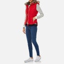 Joules Women s Melbury Padded Gilet with Faux Fur Hood Red TheHut