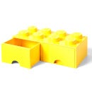 LEGO Storage 8 Knob Brick - 2 Drawers (Bright Yellow)