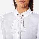 MICHAEL MICHAEL KORS Women's Grommet Neck Tie Blouse - White