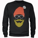Hipster Santa Glitter Beard Black Christmas Sweatshirt
