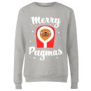 Merry Pugmas Damen Weihnachtspullover – Grau