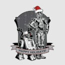 Star Wars Droids Happy Holidays Kerst T-Shirt- Grijs