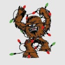 Star Wars Chewbacca Verstrikt in Kerstverlichting Kerst T-Shirt- Grijs
