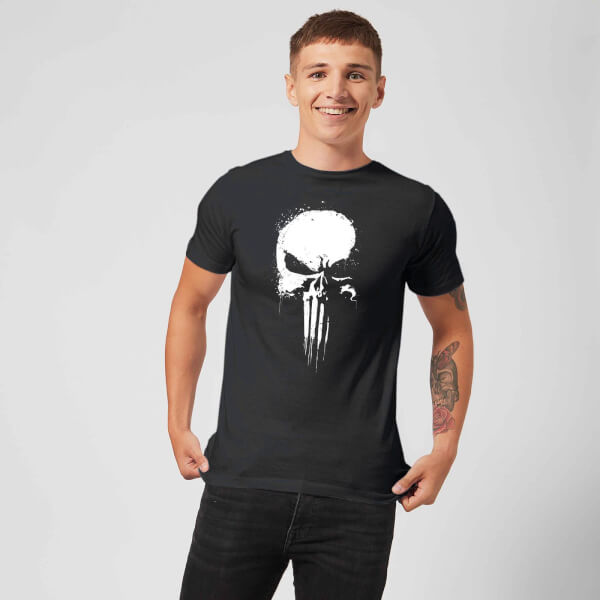 Marvel The Punisher Paintspray Men's Black T-Shirt