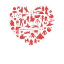 T-Shirt Star Wars Valentine's Heart Montage - Bianco - Donna