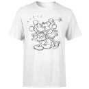 Disney Mickey Mouse Kissing Sketch T-Shirt - Weiß