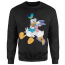Disney Mickey Mouse Donald Daisy Kiss Pullover - Schwarz