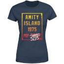 T-Shirt Femme Les Dents de la mer - Population d'Amity - Bleu Marine