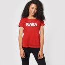 NASA Worm White Logotype Women's T-Shirt - Red