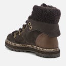 See By Chloé Women's Suede/Shearling Lined Hiking Styled Boots - Graphite/Natural - UK 3