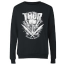 Marvel Thor Ragnarok Thor Hammer Logo Women's Sweatshirt - Black