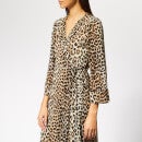 Ganni Women's Mullin Georgette Wrap Dress - Leopard