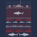 T-Shirt de Noël Homme Grand Requin Blanc Les Dents de La Mer - Bleu Marine