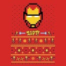 Marvel Avengers Iron Man Pixel Art Pull de Noël - Rouge