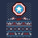 Marvel Avengers Captain America Pixel Art Men's Christmas T-Shirt - Navy