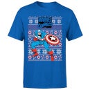 Marvel Avengers Captain America Men's Christmas T-Shirt - Royal Blue