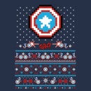 T-Shirt de Noël Femme Marvel Avengers Captain America Pixel Art - Bleu Marine