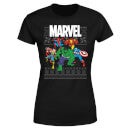 Marvel Avengers Group Women's Christmas T-Shirt - Black