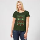 Camiseta navideña para mujer Merry Christmas I Wish You Knit de Star Wars - Verde bosque