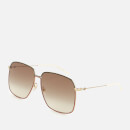 Gucci Women's Oversized Metal Frame Sunglasses - Gold/Brown